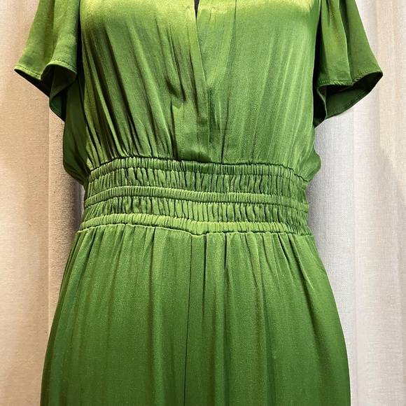 Free People Green Satin Wide Leg Jumpsuit Size S - Picture 8 of 16